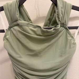 SHEIN Strapless Dress in Sage Green